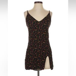 Reformation Marlowe mini slip dress black and red floral size small